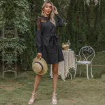 Vintage Black Lace Long Sleeve Dress for Women Elegant Autumn Style Perfect for Parties and Spec