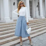 High Waisted A Line Denim Skirt Casual Trendy Slim Fit Womens Fashion for Everyday Wear Wholesal