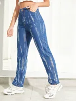 Tie Dye Straight Leg Jeans Slim Fit Casual Style Womens Fashion Ready to Ship Wholesale Availabl