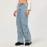 Womens Casual Straight Leg Wide Leg Jeans Stylish Design Comfortable Fit Versatile for Everyday