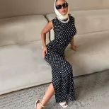 Sleeveless Polka Dot Dress Slim Fit Elegant Bodycon Style Perfect for Summer Events Wholesale Av