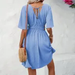 Elegant A Line Dress High Waist Pleated Mid Length Summer Fashion for Women Wholesale Available