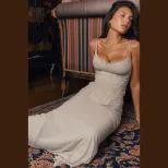 Womens Bodycon Dress Sexy Low Cut Solid Color Slim Fit Elegant Style Perfect for Parties and Eve