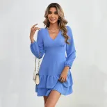 Womens Sexy Backless Ruffled Long Sleeve Dress Spring Summer Collection Elegant Design Comfortab