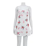 Floral Print A Line Dress Sleeveless Waist Defined Fresh French Style Casual Summer Wear for You