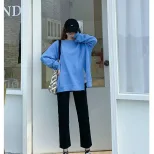 2022黑色高腰直筒牛仔裤女春秋季宽松显瘦九分微喇烟管裤胖MM裤子