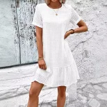 Short Sleeve Solid Color Dress Fresh and Sweet Style Perfect for Summer Occasions Wholesale Avai