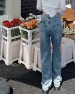 速卖通牛仔裤女2023春秋新款韩版学生时尚高腰显瘦百搭直通长裤潮