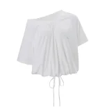 Fashionable Loose Off Shoulder Short Sleeve Top and Pants Set Summer Style Versatile Design Comf
