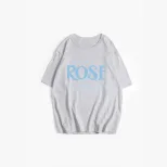 Womens Summer Loose Fit Cotton T Shirt Simple Letter Print Round Neck Short Sleeve Versatile Cas