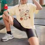 Cotton Short Sleeve T Shirt Smile Print Casual Style Comfortable Fit Ready to Ship Wholesale Ava
