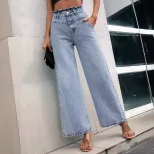 High Waisted Straight Leg Loose Fit Jeans Slimming Design Comfortable Fabric Versatile Style Who