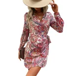 Floral Print One Piece Dress Elegant Design European and American Style Comfortable Fabric Perfe