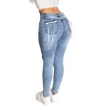 High Elasticity Skinny Jeans for Women Versatile Ripped Design Casual Wear Wholesale Available