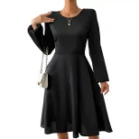 Elegant Womens Dress Minimalist Design Unique Backless Style Mid Length Perfect for Autumn and W