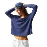 Casual Loose Fit Long Sleeve T Shirt Solid Color Backless Design Spring Summer Style Wholesale A