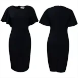 Plus Size Womens Dress Ruffle Sleeve Fashionable Split Hem Summer Style Perfect for Casual or Fo