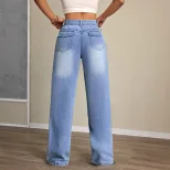 High Waisted Loose Fit Wide Leg Jeans Comfortable Denim Casual Style Versatile for Everyday Wear