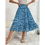 Floral Midi Skirt Casual Versatile Commuter Style Perfect for Vacation or Everyday Wear Wholesal