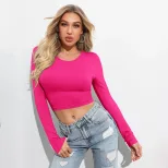 Womens Slim Fit Long Sleeve T Shirt High Stretch Versatile Trendy Design Autumn Winter Fashion W