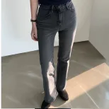韩国ins复古高腰阔腿牛仔裤女2023春季新款韩版显瘦百搭直筒长裤