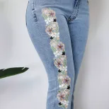High Waisted Flared Jeans Embroidered Vintage Style Trendy Design Casual Wear for Women Ready to