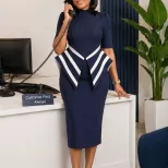 Elegant OL Bodycon Dress Fashionable 5 Point Sleeve Suitable for African and European Styles Who