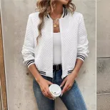 Fall Printed Zip Detail Cardigan Jacket Long Sleeve Lightweight Stylish Design Perfect for Casua