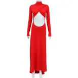 High Neck Long Sleeve Bodycon Dress Sexy Hollow Out Design Autumn Winter Fashion for Parties Who