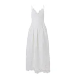 V Neck Lace Mesh A Line Dress Sexy Flattering Fit Adjustable Straps Autumn Fashion for Parties W