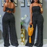 Polka Dot Print Strapless Jumpsuit Womens Fashion Trendy Design Comfortable Fit Perfect for Summ