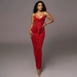 Fashionable Slim Fit Solid Color Ruffled Hem High Waist Maxi Dress for Women Elegant Sleeveless