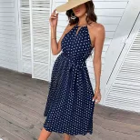 Summer Fashion Womens Polka Dot Halter Neck Dress Stylish Comfortable Versatile Perfect for Casu