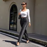 High Waisted Slim Fit Straight Leg Jeans Womens Autumn Winter Collection Casual Wear Ready to Sh