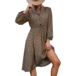 Leopard Print Long Sleeve Dress Stylish Fall Fashion Versatile Layering Piece for Women Wholesal
