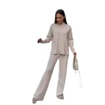 Womens Autumn Winter Oversized Sweater and Pants Set Long Sleeve Casual Split Design Perfect for