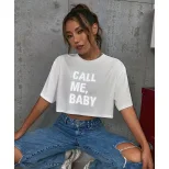 Korean Style Letter Embroidered Graphic T Shirt Summer Collection Casual Fit Soft Fabric Wholesa