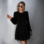 A Line Dress Fresh Sweet Style Waist Defining Long Sleeve Backless Perfect for Parties and Event