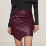 A Line PU Leather Skirt Slim Fit High Waist Stylish Design Casual or Night Out Ready to Ship