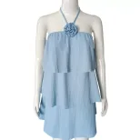 Floral Tiered Maxi Dress Halter Neck Loose Fit Summer Vacation Style Perfect for Beach Getaways Wholesale Availa