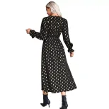 V Neck Polka Dot Dress Elegant Style Trendy Design Suitable for Casual or Party Wear Wholesale A