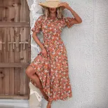 Womens Autumn Pullover Dress Floral Print Backless Loose Fit Casual Wear for Fall Wholesale Avai