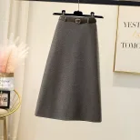 Loose Fit High Waist A Line Skirt for Women in Coffee and Apricot Autumn Winter Casual Wear Wholesale
