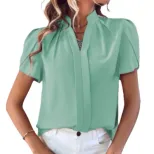 Casual Loose Fit Short Sleeve Solid Color Shirt Spring Summer Essential for Women Wholesale Avai