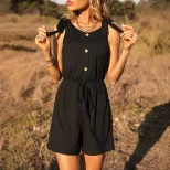 Summer Womens Jumpsuit Short Sleeve Casual Fit Comfortable Fabric Perfect for Beach or Outdoor E