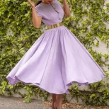 Summer Womens Dress Short Sleeve Waist Cinching Flared Skirt Casual or Party Wear Wholesale Avai