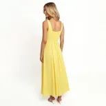 Womens Backless Maxi Dress Deep V Neck Adjustable Straps Beach Vacation Style Perfect for Birthd