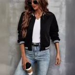 Fall Printed Zip Detail Cardigan Jacket Long Sleeve Lightweight Stylish Design Perfect for Casua
