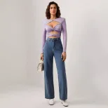 Sexy Hollow Out Long Sleeve Crop Top Slim Fit Milk Silk Fabric Trendy Design Perfect for Parties