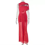 Asymmetrical Ruched Bodycon Dress Sleeveless Round Neck Waist Cinching Elegant Casual Wear for W